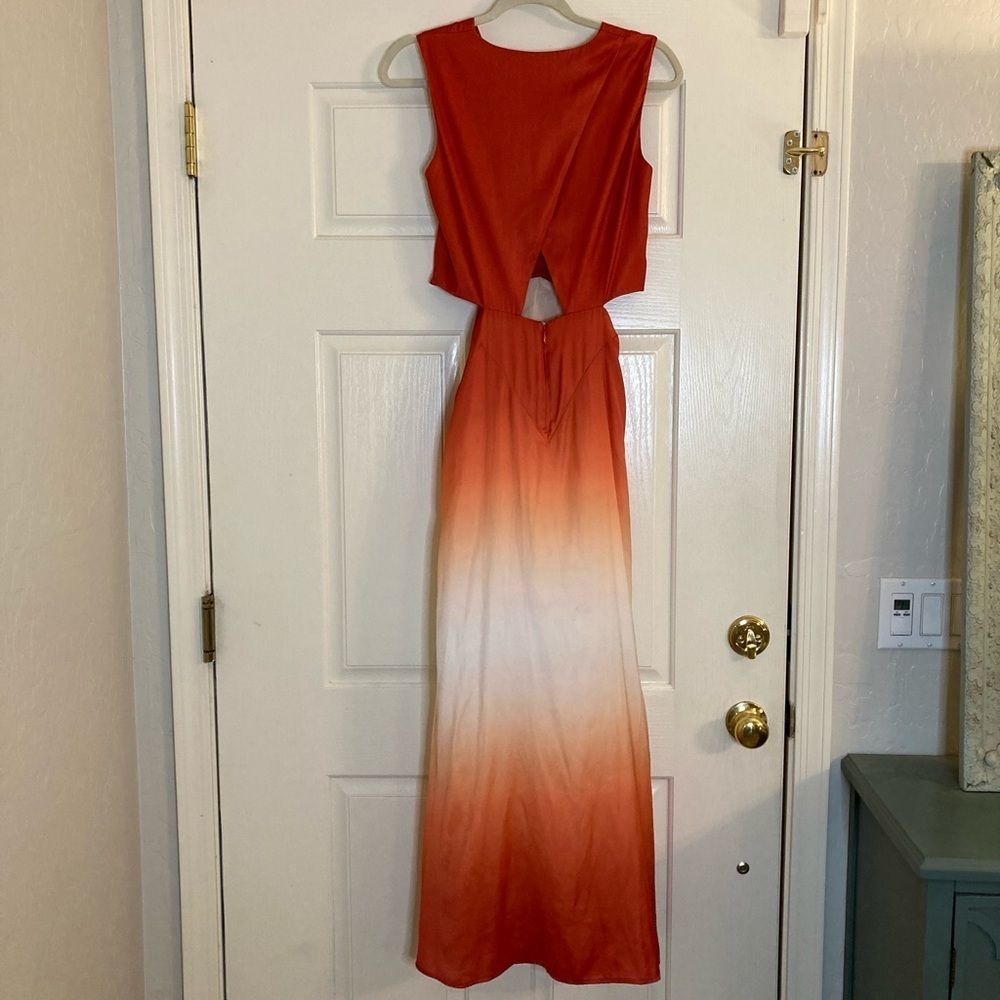 Maje Ombre Satin Scarf Maxi Dress Terracotta Size 36/4 - Picture 5 of 9